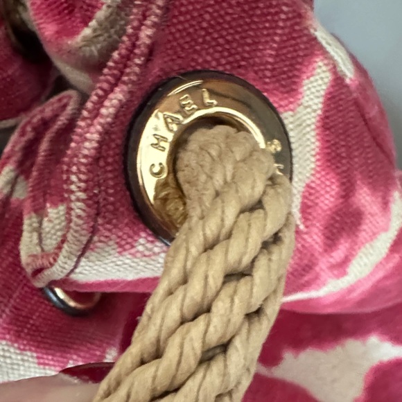 Michael Kors Marina Canvas Tote Red and Cream Tie-Dye Shoulder Bag - Picture 4 of 7